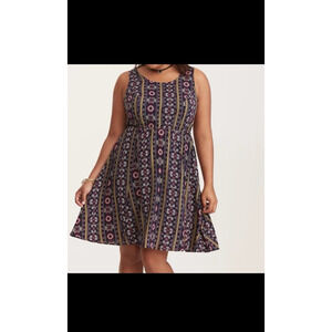 Torrid Geo Print Tank Dress Challis Size 00 Open Bow Back